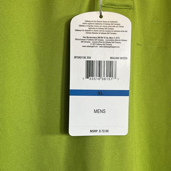 CALLOWAY Polo Golf Macaw Green Shirt Mens Size XL NWD - Picture 3 of 13
